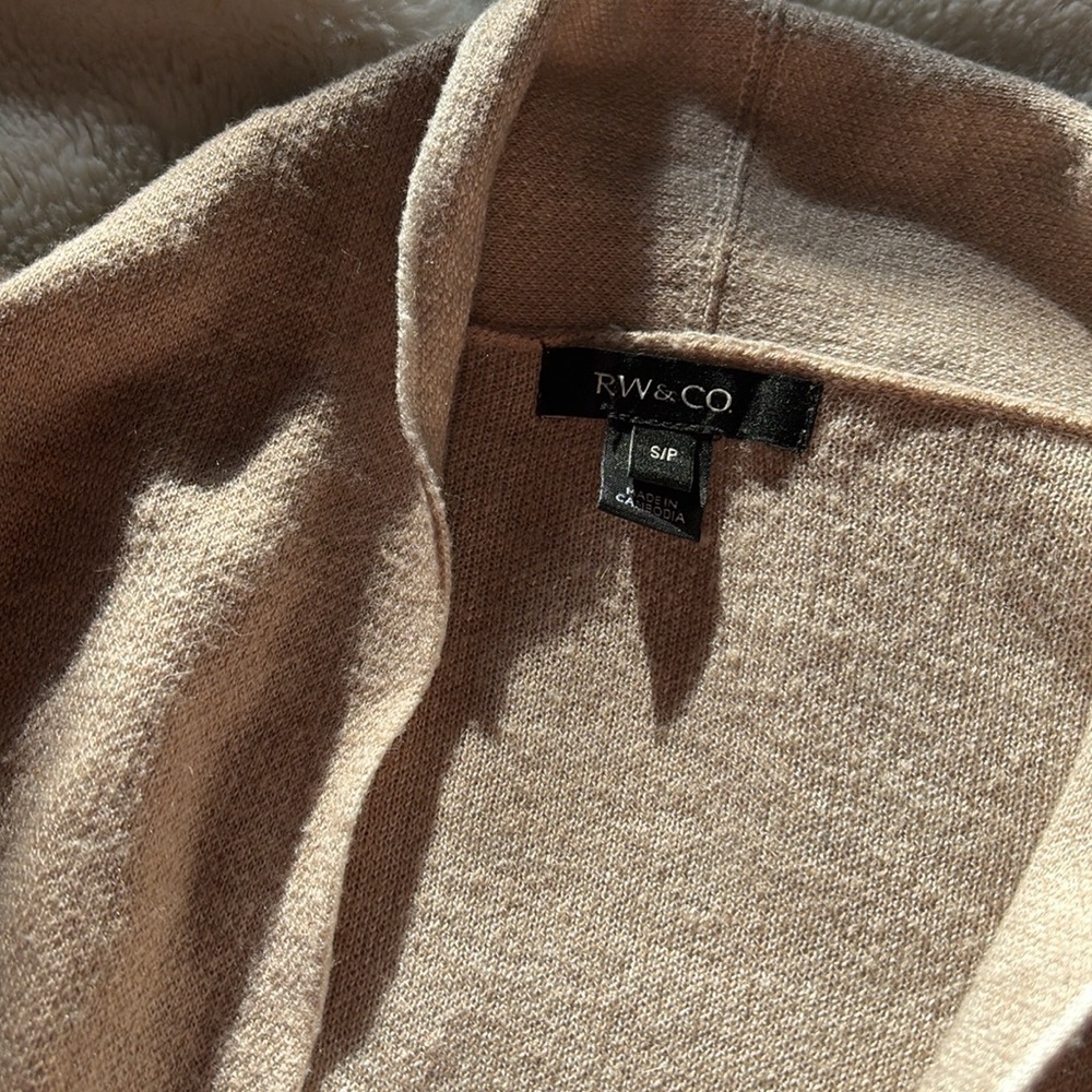 RW&CO Long Open Front Cardigan Sweater Coat Minimalist Layering Staple Size S - Picture 2 of 7